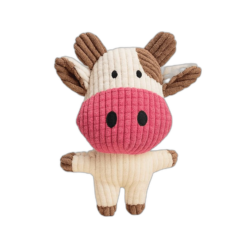 Brinquedo Pelúcia Vaca Branca de Nariz Rosa