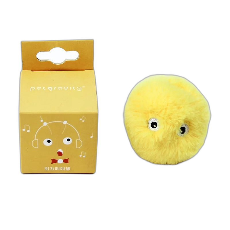 Bolinha Com Cat Nip e Som de Bichos para Gatos - Amarelo (Grilo)