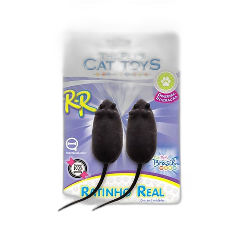 Kit C/2 Ratinhos Reais com Apito para Gatos