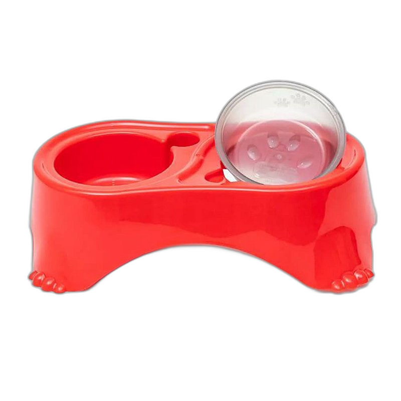 Comedouro Bebedouro Postura Correta 5 em1 para Cães - Vermelho