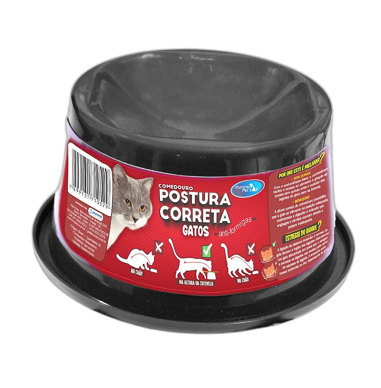 Comedouro Postura Correta para Gatos - Black