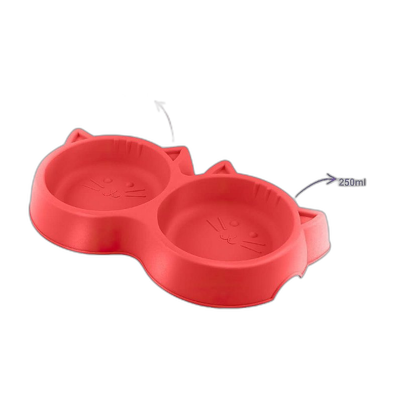 Comedouro Bebedouro Luxo para Gatos - Vermelho