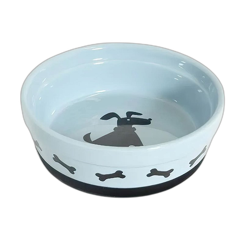 Comedouro Porcelana para Cães - Azul/Preto - 500ml