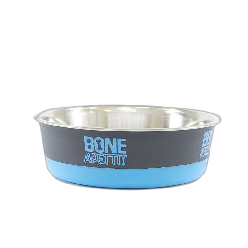 Comedouro Inox Bone Apettit - Azul