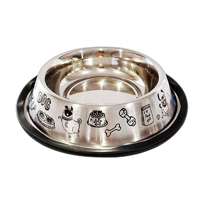 Comedouro Inox Decorado Anti-Derrapante - 350ml