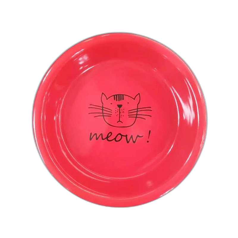 Comedouro Porcelana Meow para Gatos - Vermelho - foto 2