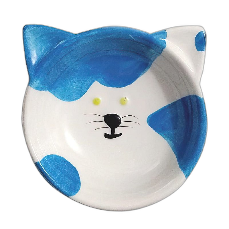 Comedouro Porcelana para Gatos - Azul/Branco - 200ml