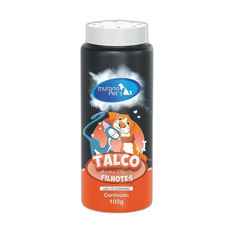 Talco Banho a Seco para Cães e Gatos Filhotes - 100g