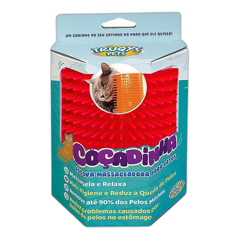 Escova Massageadora Coçadinha para Gatos - Vermelha