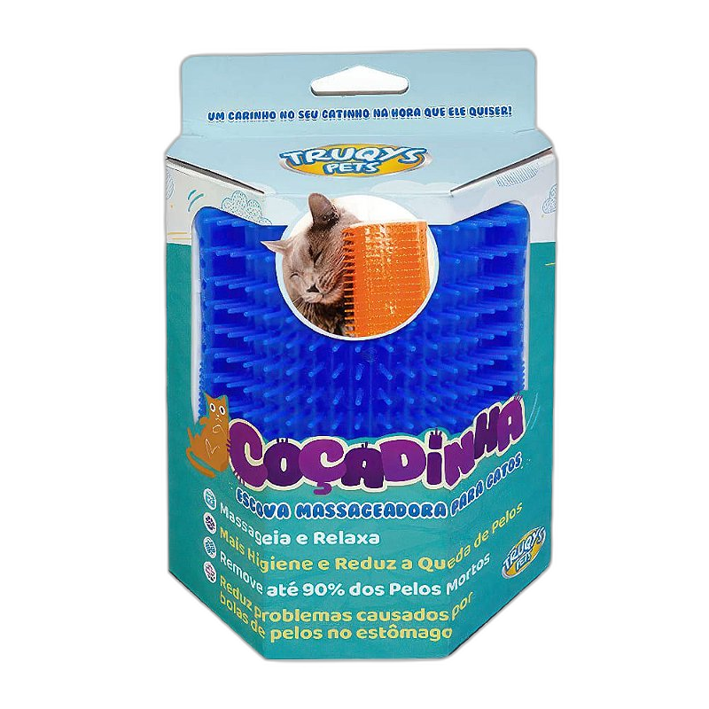 Escova Massageadora Coçadinha para Gatos - Azul